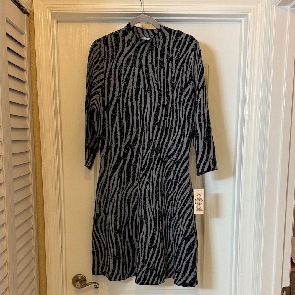 Nanette Lepore Black and Gray Long Sleeve Dress